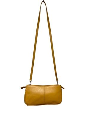 Giani Bernini Women’s Small Baguette Bag Yellow Genuine Leather Y2K 13711
